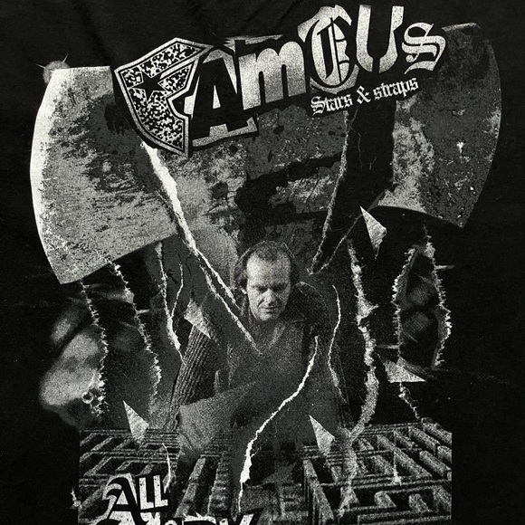 Large Vintage Famous Stars and Straps “All Work Not Play” Graphic Shirt - Picture 2 of 3